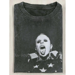 Keith Flint Prodigy Firestarter T-s&auml;rk / Ikooniline Keith Flint N&auml;gu ja T&auml;he Tr&uuml;kk / Unisex &Uuml;mmarguse Kaelusega L&uuml;hikeste Varrukatega / Pesta Streetwear T-s&auml;rk / Elektrooniline 5XL must