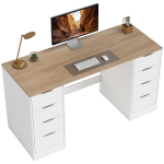 140 cm Arvutilaud, 8 sahtlit, Laud kodukontorisse, Magamistuppa, Teras, Puit, Valge 140 x 53 x 75 cm valge
