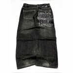 Ameerika Kottis Lai Jalg Must Teksap&uuml;ksid &Uuml;le suurusega Naiste T&auml;navakunst Vabaaja Denim P&uuml;ksid Paarip&uuml;ksid Vintage Streetwear M black