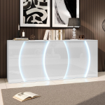 150 x 40 x 70 cm, Elutoa k&otilde;rvalkapp, L&auml;ikiv elutoakapp kolme uksega, S&auml;ilituskapp LED-uksega, valge, Puitlaastplaat. 150 x 40 x 70 cm valge