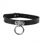 Unisex Gothic Circle Choker kaelaripats Kunstnahast kett kaelar&otilde;ngas kaelakee
