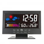 Multifunktsionaalne siseruumides t&ouml;&ouml;tav v&auml;rviline LCD digitaalne temperatuuriniiskuse m&otilde;&otilde;tja taustvalgustusega Colorful Display must