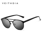 VEITHDIA Unisex roostevabast terasest p&auml;ikeseprillid polariseeritud UV400 &uuml;mmargused vintage p&auml;ikeseprillid prillid 3900 must