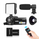 Andoer HDV-201LM 1080P FHD digitaalne videokaamera kaamera DV salvesti 24MP Bundle 3