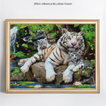 Teemantmaal Tiiger ja poeg Rhinestone Mosaiic Teemanttikandid Ristpistes vaiguga kodukaunistus 20X30CM