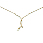 Les Tr&eacute;sors De Lily [E0257] - Collier plaqu&eacute; or 'Gr&acirc;ce Perl&eacute;e' blanc dor&eacute; - 43x55 mm h&otilde;be