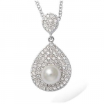 Les Tr&eacute;sors De Lily [K9543] - Pendentif Argent 'Sissi' blanc argent&eacute; (rhodi&eacute;) - 23x11 mm valge