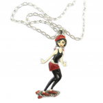 Les Tr&eacute;sors De Lily [P5980] - Collier sautoir cr&eacute;ateur 'Lilipoupettes' (balade en skate) marron noir - 90x35 mm pruun