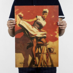 K&auml;sitsi joonistamine seksikas t&uuml;druk, j&otilde;upaberist baarist plakat plakat, dekoratiivne maal 51x35,5 cm 51.5X36cm lilla