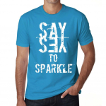 Meeste vintage t-s&auml;rk graafilise t-s&auml;rgiga Say Yes to Sparkle Aqua XS rikas elektriline sinine v&auml;rv