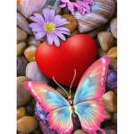 DIY 5D teemantmaal liblikas mosaiik teemanttikandid t&auml;isringi puur lillepilt 20X30CM punane