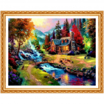 Teemanttikandid maastik T&auml;is&uuml;mmargune teemantmaal Ristpistega kivikivikomplekt Kodukaunistus 20X30CM