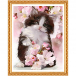 5D Teemantmaal Ristpistes Armas kass t&auml;isteemanttikandid Kassililled kivikivid Kodukaunistus 20X30CM