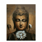 Valge Lotus Sakyamuni figuur DIY digitaalne maal numbrite j&auml;rgi Moodne seinakunst l&otilde;uendimaal Ainulaadne kingitud kodukaunistus 40x50cm no frame