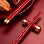 5 paari Jaapani stiilis tervisliku sulamiga sushi libisemisvastaste s&ouml;&ouml;gipulkade komplekt pere k&ouml;&ouml;k Punane lauan&otilde;ude s&ouml;&ouml;gipulkade komplekt
