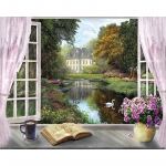 5D t&auml;ispuur &uuml;mmargune teemantmaaling aken mere&auml;&auml;rne maastik tikandid kivide m&uuml;&uuml;k mosaiik seinakunst 40x50cm Full Round 20x30CM