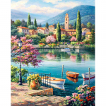 Teemantmosaiik p&auml;ikeseloojangumaastike tikandikomplekt 5d teemantkunsti maalikomplektid merekividest kodukaunistus Full Round 20x30CM