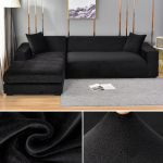 Sametine diivani kate Elastne paks L-kujuline nurgadiivani kate elutuppa 1/2/3/4 istekohaga veniv kate diivandiivani tugitoolile 3 Seater 185-230cm must
