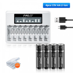 PALO 1,5 V AA liitiumioonaku Taaslaetav AA liitiumaku +8 pesa LCD nutikas akulaadija must