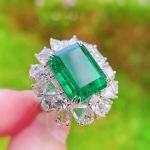 Bella Box Imeilus Suur Roheline Ruudukivist Naiste S&otilde;rmused Peoks Noble Lady S&otilde;rmed Aksessuaarid Ilu Ema Kingitus Ehted Adjustable Opening roheline