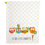 Les Tr&eacute;sors De Lily [A2434] &ndash; mitmev&auml;rviline valge puuvillane teer&auml;tik 'Chouettes' (orgaaniline on suurep&auml;rane! ) - 60x45 cm mitmev&auml;rviline