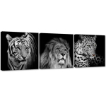 Kolmest pildist koosnev komplekt l&otilde;uendiprindiga Animals Africa 90x30 valge/must
