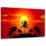L&otilde;uendiprint PALM SEA punane p&auml;ikeseloojang 60x40 punane
