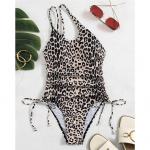 Seksikas pitsiline as&uuml;mmeetriline &uuml;he &otilde;laga Leopard &uuml;hes t&uuml;kis ujumistrikoo Naiste ujumisriided Naiste k&otilde;rge l&otilde;ikega supelkost&uuml;&uuml;m ujumine S leopard