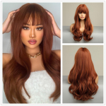 ALAN EATON Long Straight Ombre must punane pruun s&uuml;nteetilised parukad naistele kuumakindlast kiust loomuliku v&auml;limusega parukas tukkidega