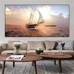 Maastik Purjekas Ookean Meri Hobi Laev Plakatid ja Prindid L&otilde;uendimaal Seinakunst Pildid Cuadros Elutuba Kodu Dekoratsioon Raamita 60*120cm