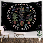 Taimevaibad Boho Kuu ja P&auml;ike seinakunst Rippuvad seinavaibad Mandala Esteetiline ruumi sisustus Magamistoa kaunistus Aksessuaarid Tekk 95x73cm