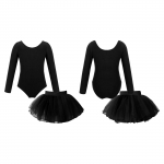 Laste t&uuml;drukute stiilne balletitantsu riiete komplekt pikkade varrukatega trikoo elastse v&ouml;&ouml;kohaga Tutu seelik 9-10 Years must