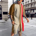 Suvine Meeste Spordi&uuml;likond &Uuml;hev&auml;rviline T-s&auml;rk + L&uuml;hikesed p&uuml;ksid Mood Stiilne dressikomplekt Komplektid Spordir&otilde;ivad &Uuml;likond Suured riided XL