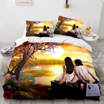3D Love voodipesu komplekt Paari mustriga tekikattega padjap&uuml;&uuml;r, mis sobib romantiliseks kodukaunistuseks paaritoas Baby 100x135cm