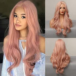 HAIRCUBE Pikad lainelised lokkis parukad Roosad s&uuml;nteetilised parukad naistele Daily Cosplay Party kuumakindel kiust juukseparukas