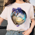 Totoro Spirited Away Studio Ghibli Femme T-s&auml;rk Jaapani naiste Ulzzang T-s&auml;rk Anime Miyazaki Hayao Naiste T-s&auml;rk S valge