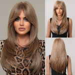 EASIHAIR pikad sirged blondid s&uuml;nteetilised parukad Laineliste kihiliste naturaalsete juustega parukas tukkidega naistele kuumakindlad Cosplay parukad