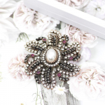 Vintage Flower Naiste antiikne kullav&auml;rvi p&auml;rliimitatsioon Crystal Pross p&auml;rli