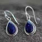 Lapis lazuli k&otilde;rvar&otilde;ngas, 925 Sterling h&otilde;be, k&auml;sitsi valmistatud k&otilde;rvar&otilde;ngas, kingitus talle, &auml;&auml;risk&otilde;rvar&otilde;ngas, k&auml;sitsi valmistatud ehted, s&uuml;nnip&auml;evaehted