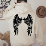 Wings Hoodie Naiste Pusad Pusad Pullovers Quote Unisex Street Style Pure Cotton Esteetilised top džemprid Fit kapuutsid 2XL beež