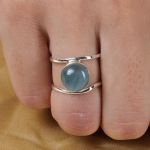 Akvamariinist Kivist S&otilde;rmus, 925 Sterling H&otilde;be, Unikaalne kingitus, H&otilde;bes&otilde;rmus, K&auml;sit&ouml;&ouml;ehted, Bezel-s&otilde;rmus, Aastap&auml;evakingitus 6
