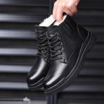 Meeste talvised karusnahast voodriga lumesaapad v&auml;listingimustes libisemisvastased poolsaapad vabaaja soojad k&otilde;rge &uuml;laosaga jalan&otilde;ud meestele, paeltega fliisvoodriga spordinahast saapad 38 must