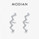MODIAN Geometric 925 Sterling Silver Wave k&otilde;rvaklapid selge CZ-ga naistele ja t&uuml;drukutele Moodsad k&otilde;rvar&otilde;ngad peened ehted h&otilde;be