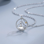 Moepaar S925 h&otilde;betatud printsi v&auml;ikese rebase ripatsiga kaelakee s&otilde;brap&auml;eva aastap&auml;eva kingitus