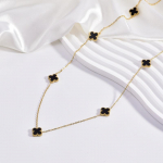 Kampsunikett 80cm titaanist terasest Kahepoolne Lucky Clover kaelakee kaelakee kaunistus s&uuml;gis/talv kampsun kett