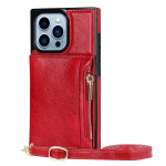 Crossbody Strap Multifunktsionaalne nahast rahakoti&uuml;mbris iPhone 15 14 Plus 13 12 11 Pro Max XSMax jaoks Samsung S23 S22 S21 Ultra Plus S21FE Huawei Mate 40 jaoks iPhone 6/6S punane