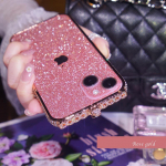 V&auml;rviline teemant&auml;&auml;ris koos s&auml;deleva kilega kleebisega telefoni&uuml;mbris iPhone 15 14 Plus 13 12 11 Pro Max XSMax 8 7 Plus kaitsekaanele iPhone 13 roosa kuldne v&auml;rv