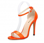 Pahkluu rihm Seksikas leopard k&otilde;rge kontsaga naiste lahtised varbad sandaalid lakknahast pumbad peokingad tikk-pulm 35 oranž