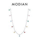 Modian 925 Sterling Silver Rainbow v&auml;rviline tsirkooniumoksiidist ripats kaelakee mood peo l&uuml;li keti kaelakee naistele peened ehted RHN1305 h&otilde;be