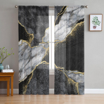 Abstraktne mustvalge marmor mustriline &otilde;huke voil kardinad t&uuml;llkardinad elutuppa r&otilde;dule dekoratsiooniks draperiid 135W x 114H(cm)